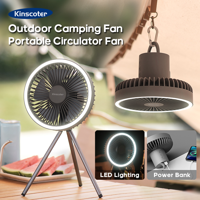 Oscillating Fan Clip - 10000mAh 4000mAh キャンプファン充電式デスクトップポータブルサーキュレーターワイヤレス天井扇風機パワーバンク LED 照明付き