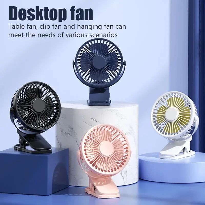 Oscillating Fan Clip - 720 ° 回転可能なクリップファンポータブルミニクーラーファン内蔵ナイトランプUSB充電式パーソナルファン屋外キャンプ用Ventilador