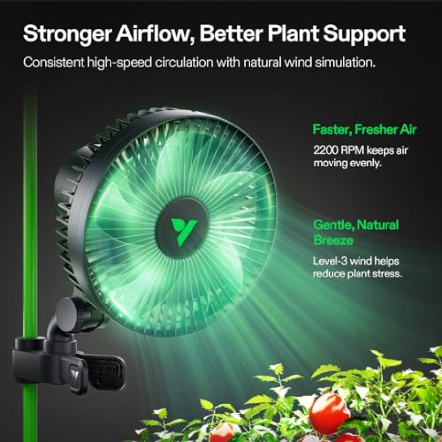 水耕栽培用換気クリップファン、アルミ合金製、黒色、自動首振り - Oscillating Fan Clip のレビューと価格