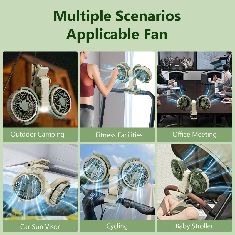 デュアルヘッドクリップファン、360度回転 °   回転式U - Oscillating Fan Clip のレビューと価格