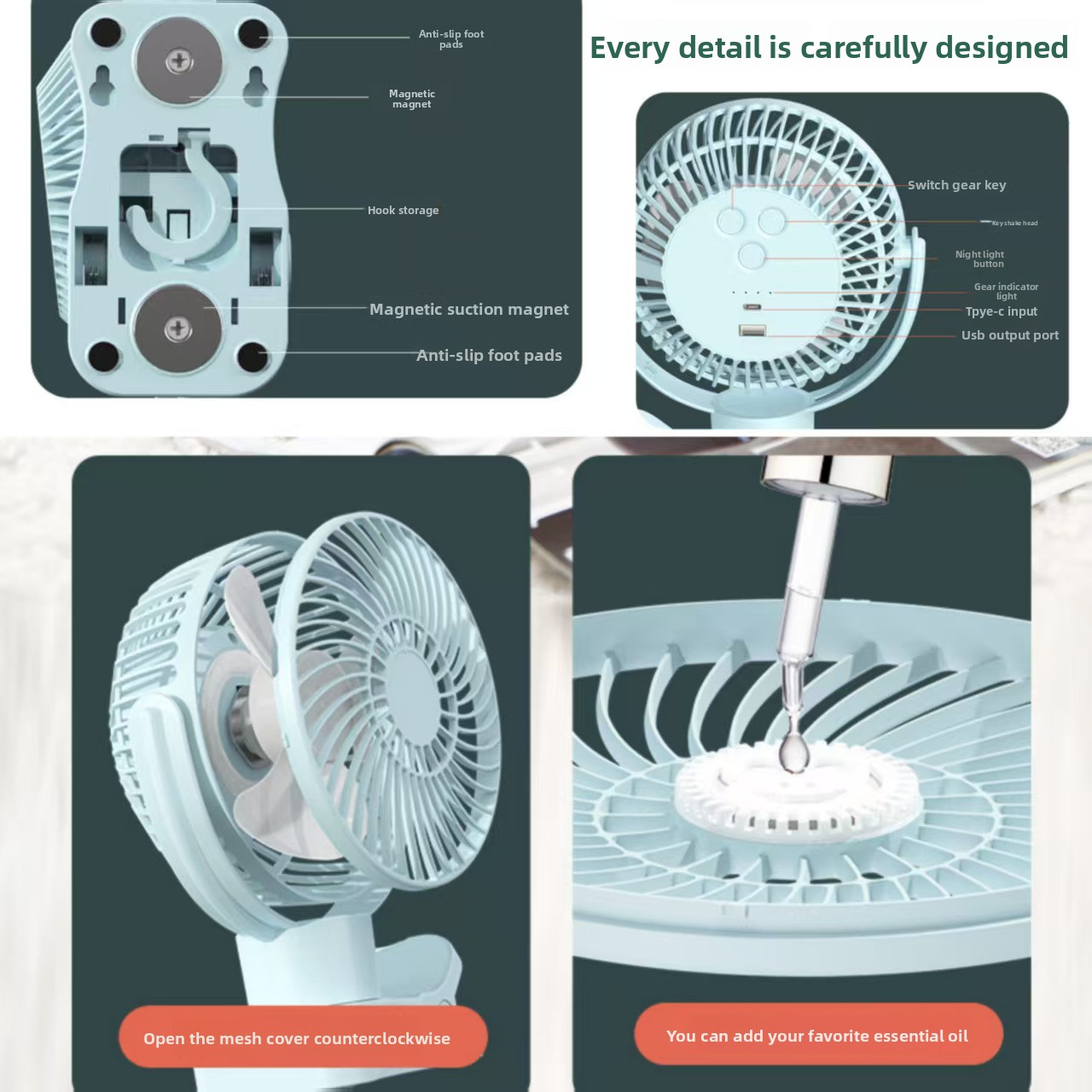 振動クリップオンファン、寮のオフィス用ナイトライト、アロマセ - Oscillating Fan Clip のレビューと価格
