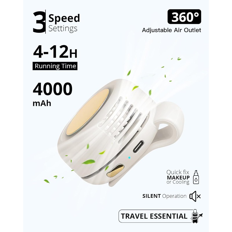 ポータブルサイレントファンミニ USB 充電式ブレードレス電 - Oscillating Fan Clip のレビューと価格