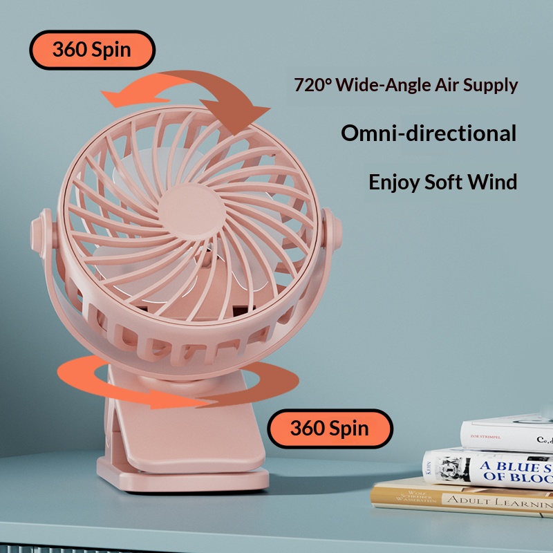 720度回転クリップミニファン、ソフトナイトライト内蔵、静音 - Oscillating Fan Clip のレビューと価格